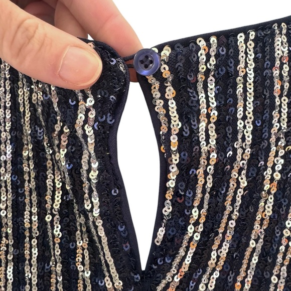 NWT Anthropologie Flat White Short-Sleeve Sequin Stripe Midi Dress Size Small - Picture 12 of 14